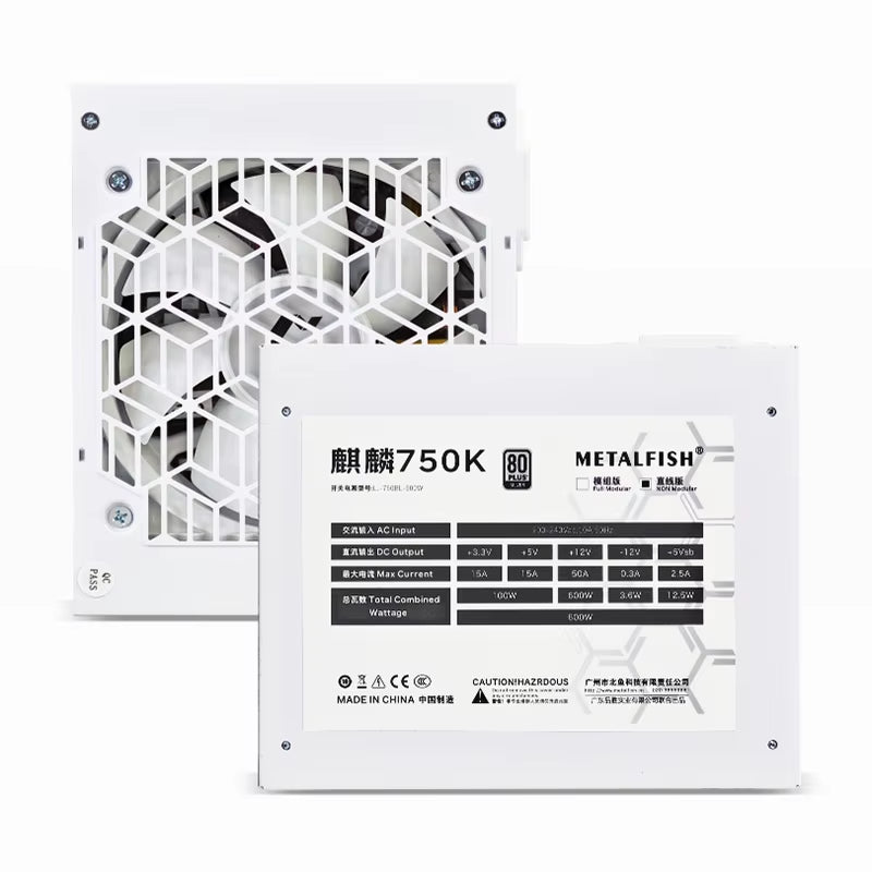 KIRIN750K White Chassis Power Supply ATX-600W 700W 80PLUS SILVER PSU Support ATX3.0 700W Optional Full Module 100-240V