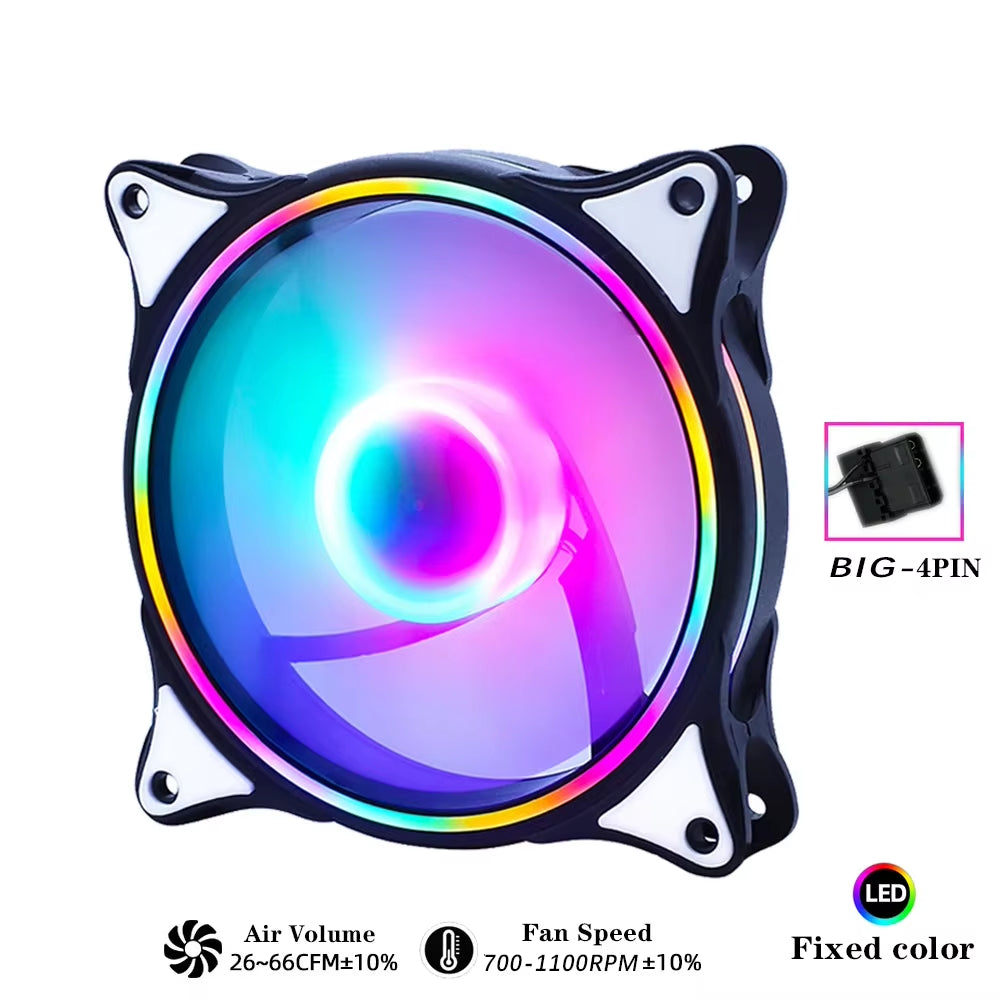 RGB 120Mm Fan PWM 4 PIN Silent Molex 4PIN for Computer Case CPU Cooling Cooler Ventilador 12V DC Adjust Fans Speed