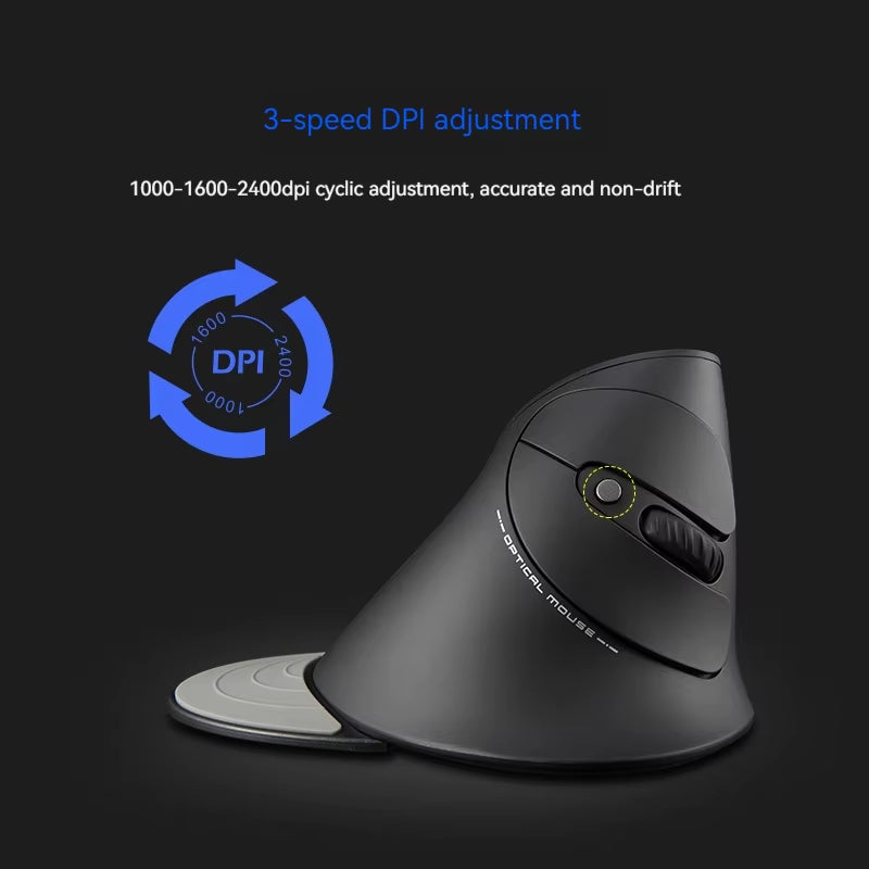 Zelotes F-17 Grip Mouse Vertical 2.4G Wireless Mouse 3-Speed DPI Adjustment Computer Laptop Gaming Mouse