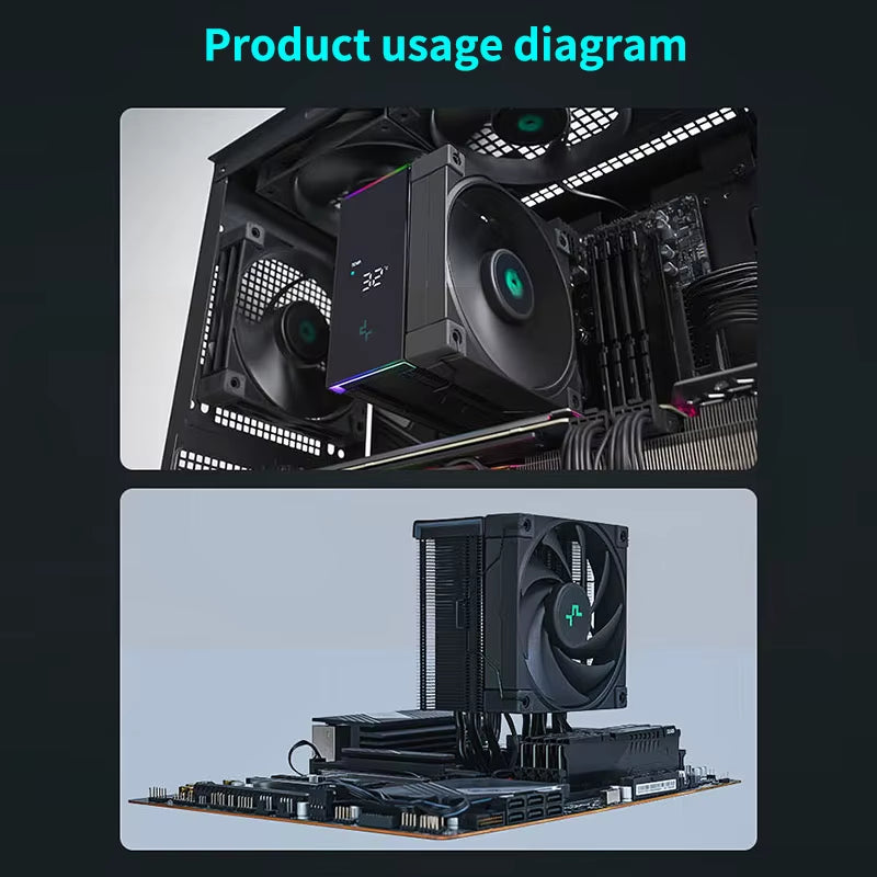 Deepcool AK500S High-Performance CPU Cooler with Digital Display - 5 Heat Pipes, 240W TDP, 120mm Silent Air-Cooling Solution