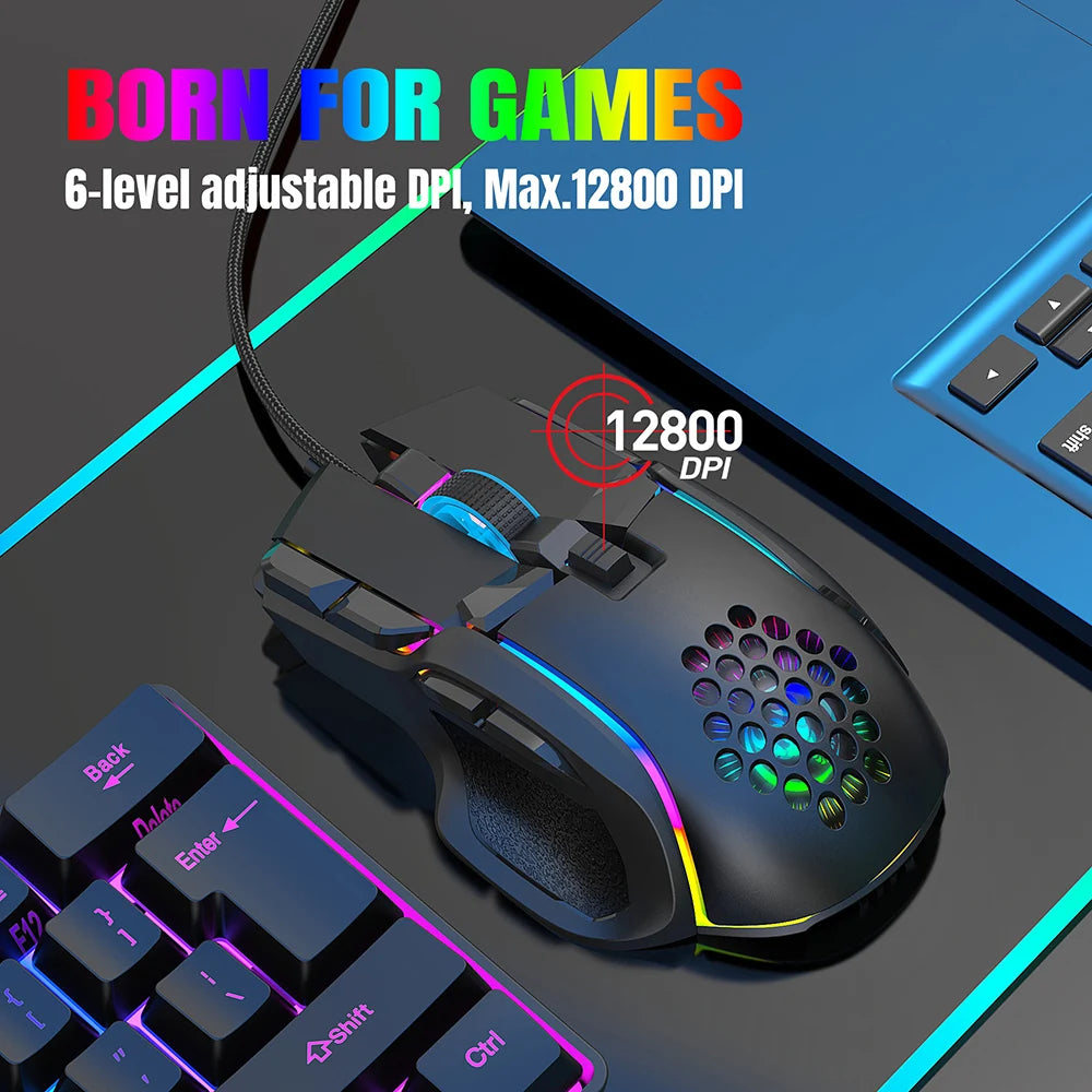 New USB Gaming Mouse Computer Mouse RGB Backlight Mause Gamer 10 Buttons Programming 7200Dpi Ergonomic Gaming Mouse for Computer