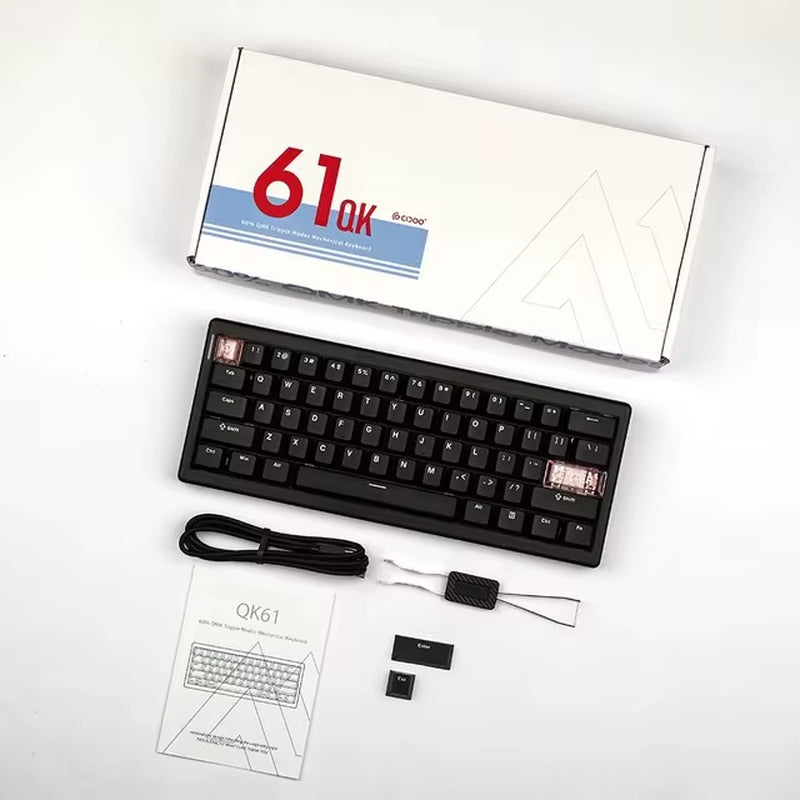 QK61 Via/Qmk Mechanical Keyboard 3-Mode 2.4G Bluetooth Wireless Wired Gasket Customization Gaming Keyboard for PC Laptop