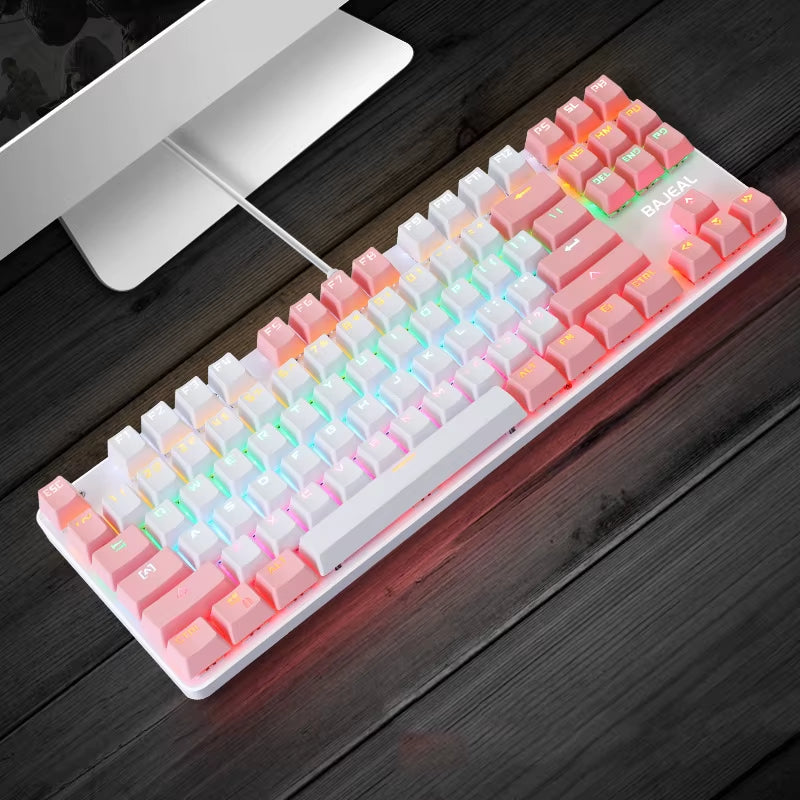 Gaming Mechanical Keyboard 87 Keys Game Anti-Ghosting Blue Switch Color Backlit Wired Keyboard for Pro Gamer Laptop PC