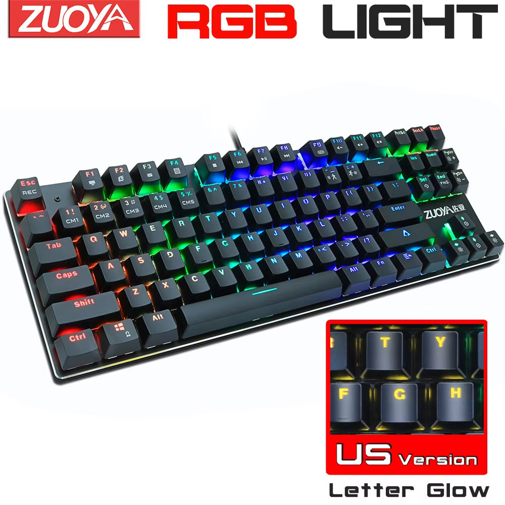 Mechanical Keyboard Wired Gaming Keyboard RGB Mix Backlit 87 104 Anti-Ghosting Blue Red Switch for Game Laptop PC Russian US