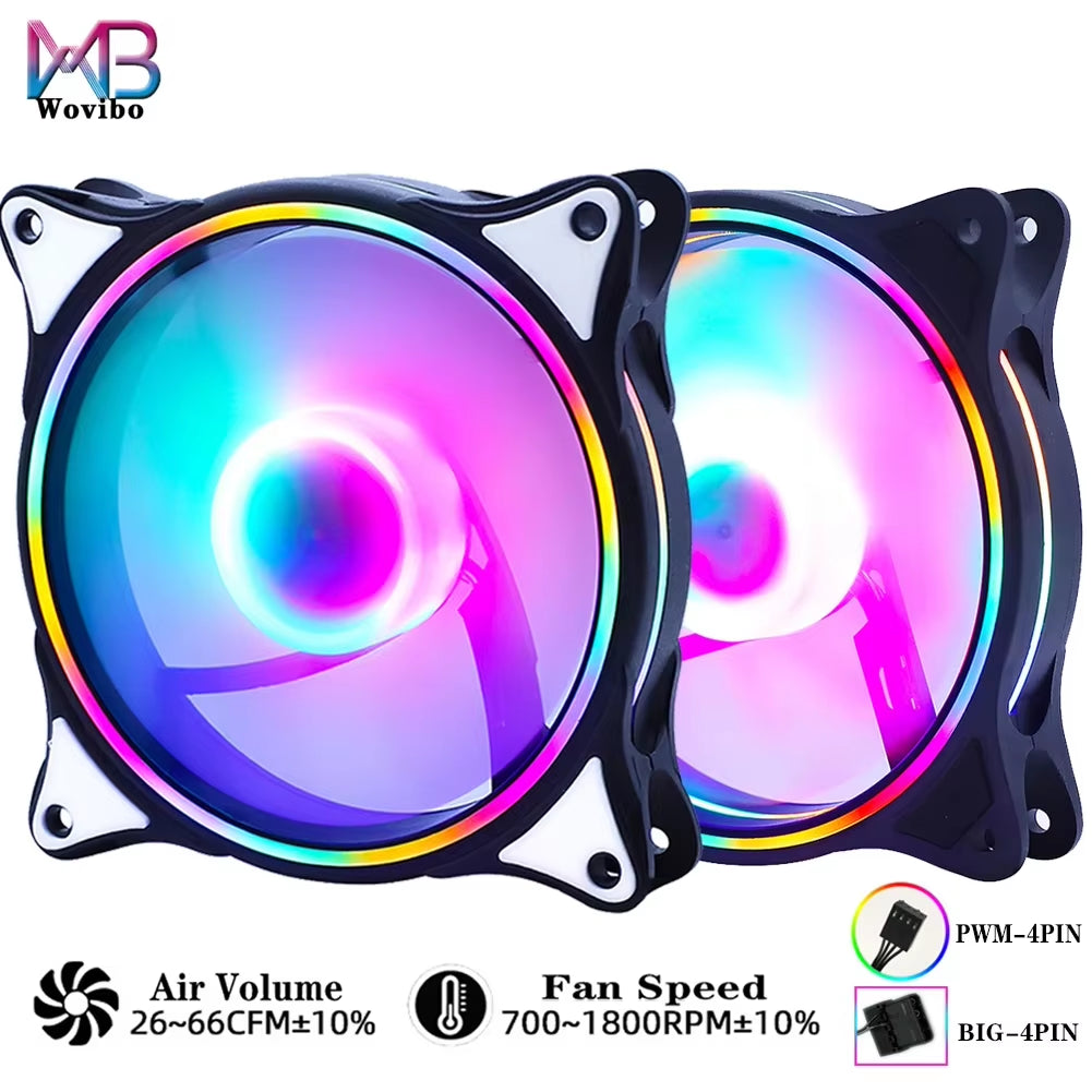 RGB 120Mm Fan PWM 4 PIN Silent Molex 4PIN for Computer Case CPU Cooling Cooler Ventilador 12V DC Adjust Fans Speed