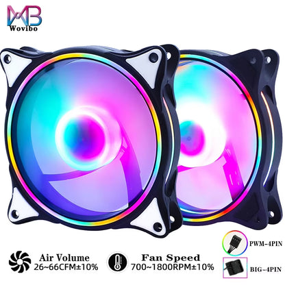 RGB 120Mm Fan PWM 4 PIN Silent Molex 4PIN for Computer Case CPU Cooling Cooler Ventilador 12V DC Adjust Fans Speed