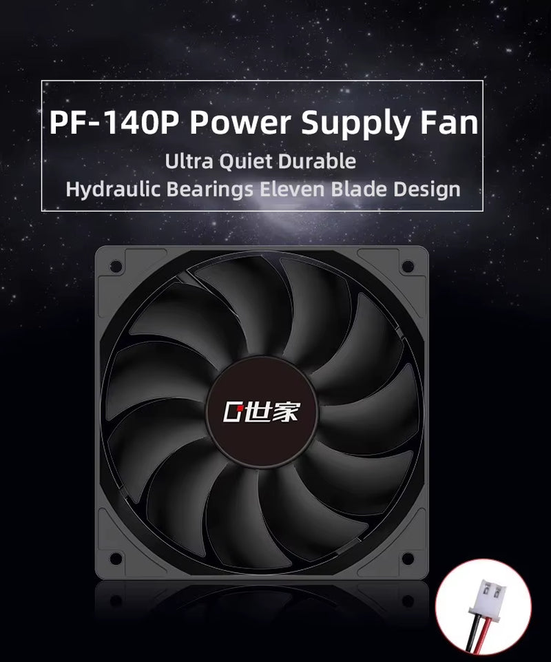 12CM/14CM PSU Power Fan Power Supply Fan 2.54-2PIN Power Supply Connector 1100-1200RPM Power Fan 120MM 140MM