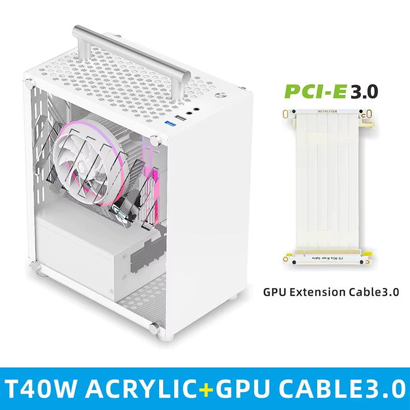 T40 Mini ITX Case 7L Acrylic or Mesh Side Panel and Portable Handle Support SFX Psu/206Mm GPU