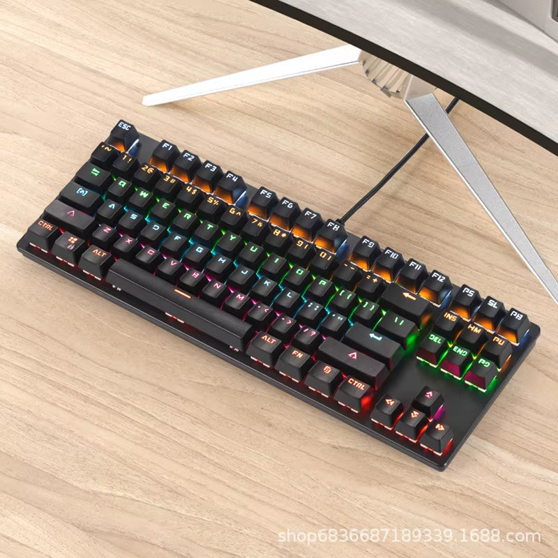 Gaming Mechanical Keyboard Game Anti-Ghosting RGB Mix Backlit Blue Switch 87Key Teclado Mecanico for Game Laptop PC