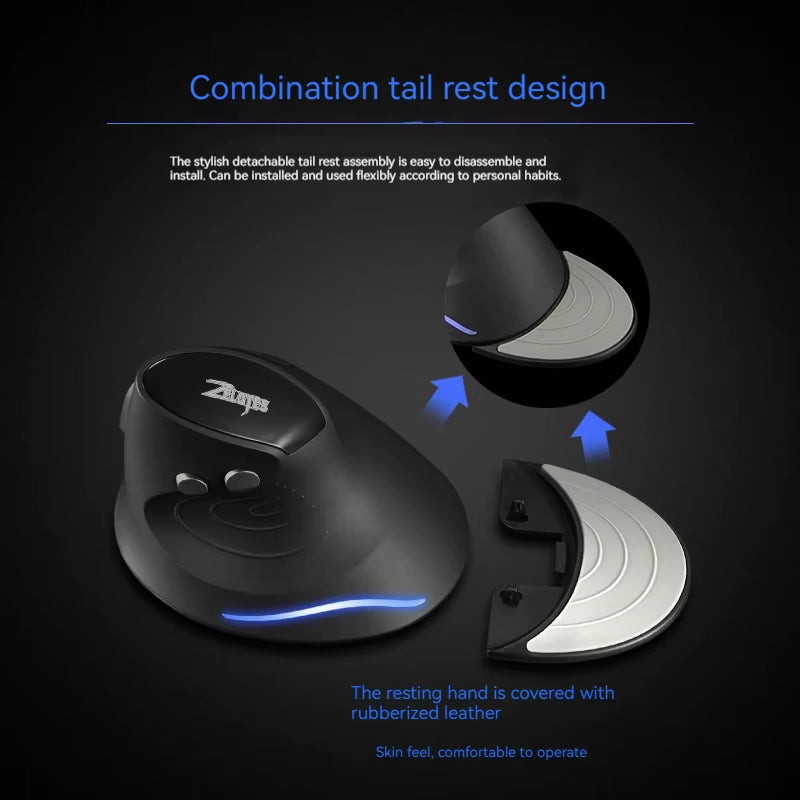 Zelotes F-17 Grip Mouse Vertical 2.4G Wireless Mouse 3-Speed DPI Adjustment Computer Laptop Gaming Mouse