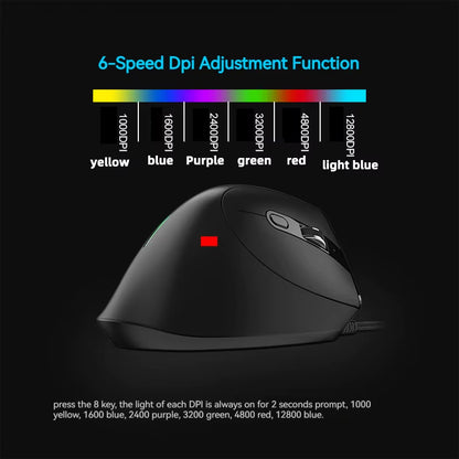 T-50 Upright Mouse Precise Control Gaming Mouse 9-Key Programmable RGB Light Effect Computer Wired Mouse