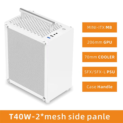 T40 Mini ITX Case 7L Acrylic or Mesh Side Panel and Portable Handle Support SFX Psu/206Mm GPU