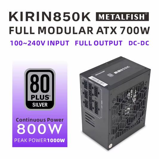 KIRIN850K ATX-600W 700W Black Power Supply 80 plus SILVER Support ATX3.0 Gaming Computer PSU for BTC(100-240V)