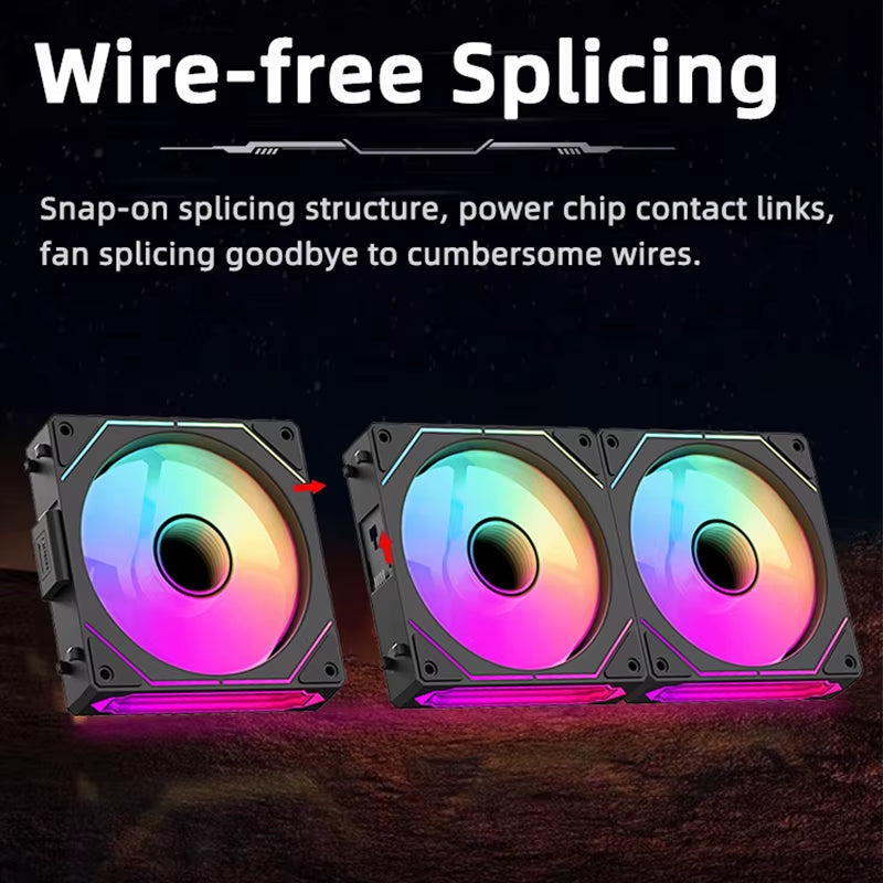 RGB 120mm PC Case Fan with Mirror Cycle Light Effect - High Performance 58.36CFM PWM CPU Cooler for Enhanced Cooling and Aesthetics