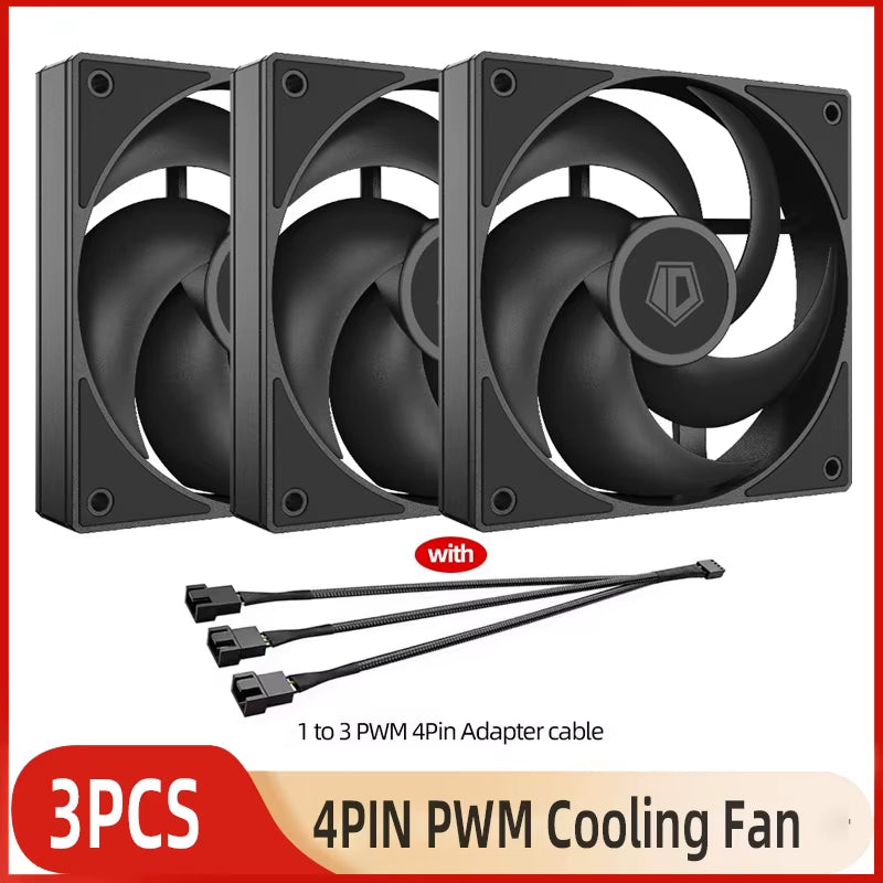 ID-COOLING AS-120 Computer Case Fan 120Mm 4PIN PWM Fan Low Noise Cooling Fan Applicable to 360Mm Water Cooler&Cpu Air Cooler