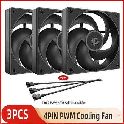 ID-COOLING AS-120 Computer Case Fan 120Mm 4PIN PWM Fan Low Noise Cooling Fan Applicable to 360Mm Water Cooler&Cpu Air Cooler