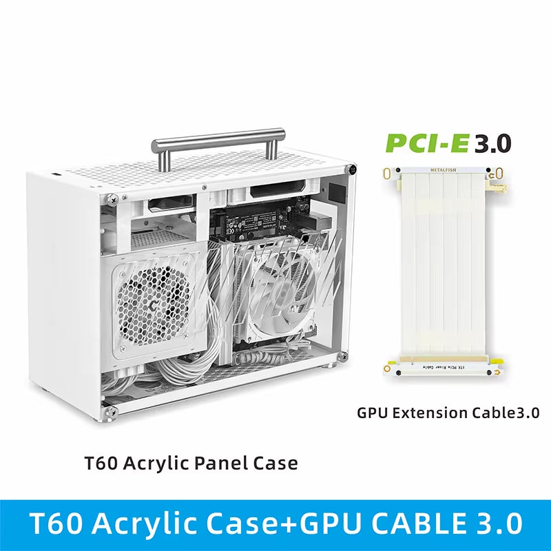 T60 Mini ITX White Case 9L Acrylic or Mesh Side Panel Compact Transparent PC Support SFX Psu/300Mm GPU