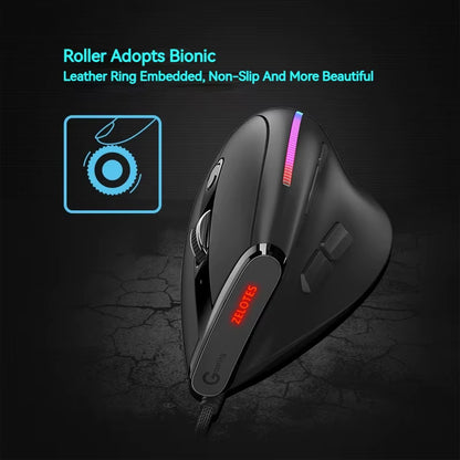 T-50 Upright Mouse Precise Control Gaming Mouse 9-Key Programmable RGB Light Effect Computer Wired Mouse
