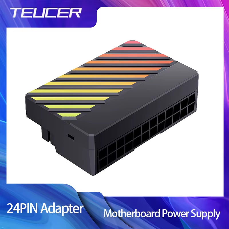 TEUCER 24Pin ATX 90° ARGB Adapter - Perfect Converter for 24Pin Motherboard Power Supplies