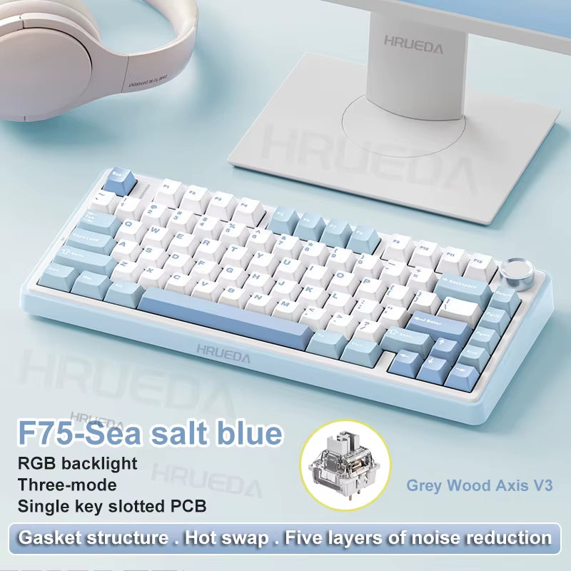 AULA F75 Original Keyboard RGB Customized Bluetooth Wireless 2.4G Type-C Wired Hot Swap75% OEM Gasket Gaming Mechanical Keyboard
