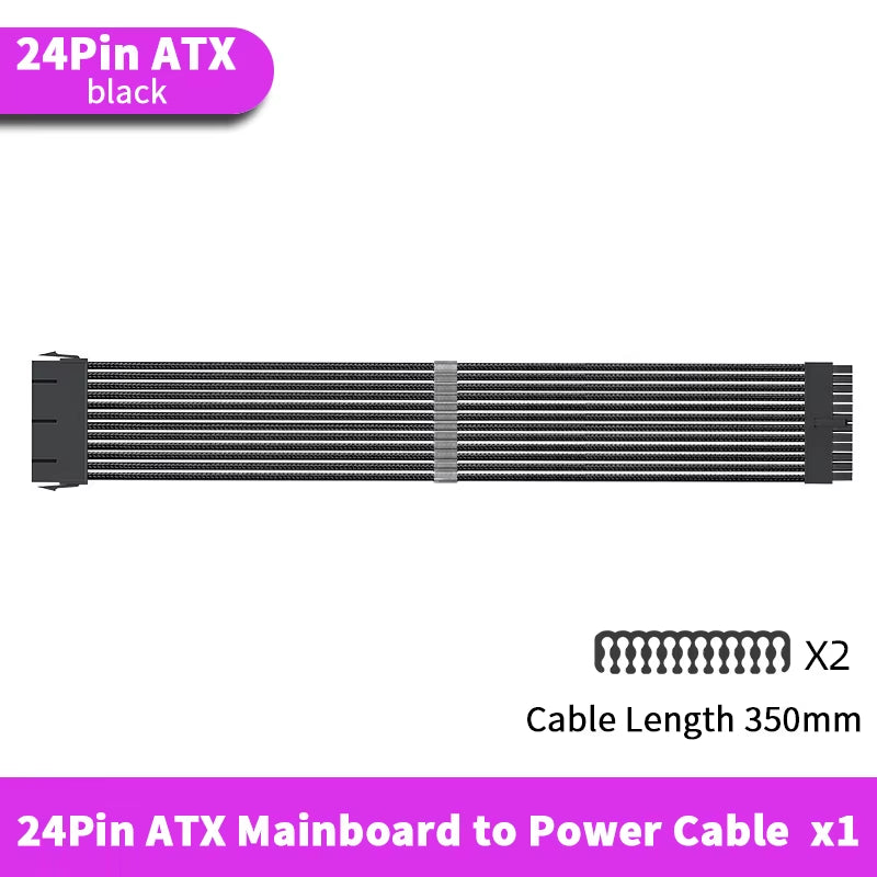 TEUCER EPS ATX PCI-E Extension Cable 350Mm 24PIN 4+4PIN 6+2PIN 8PIN PSU CPU GPU Motherboard Extension Cord