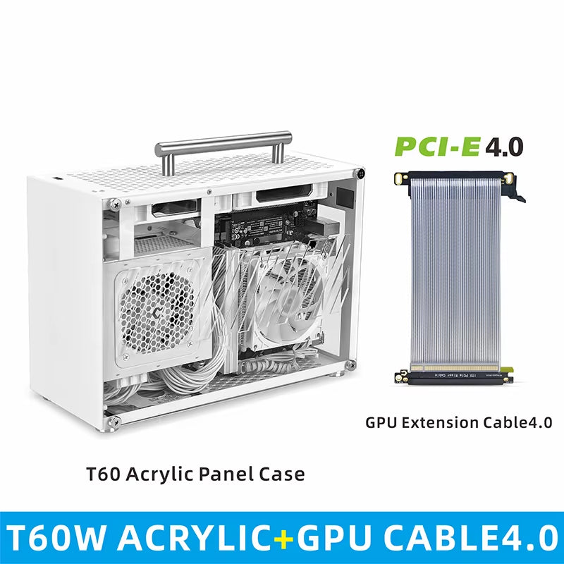 T60 Mini ITX White Case 9L Acrylic or Mesh Side Panel Compact Transparent PC Support SFX Psu/300Mm GPU