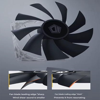 ID-COOLING XF-120-K 120Mm 4Pin PWM CPU Cooler PC Case Fan 700-1800RPM Silent Hydraulic Bearing for Cooling Radiator & Chassis