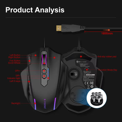 X-41 USB Wired RGB Gaming Mouse 12400 DPI PAW3327 10 Buttons Programmable Game Optical Mice for Computer PC Laptop