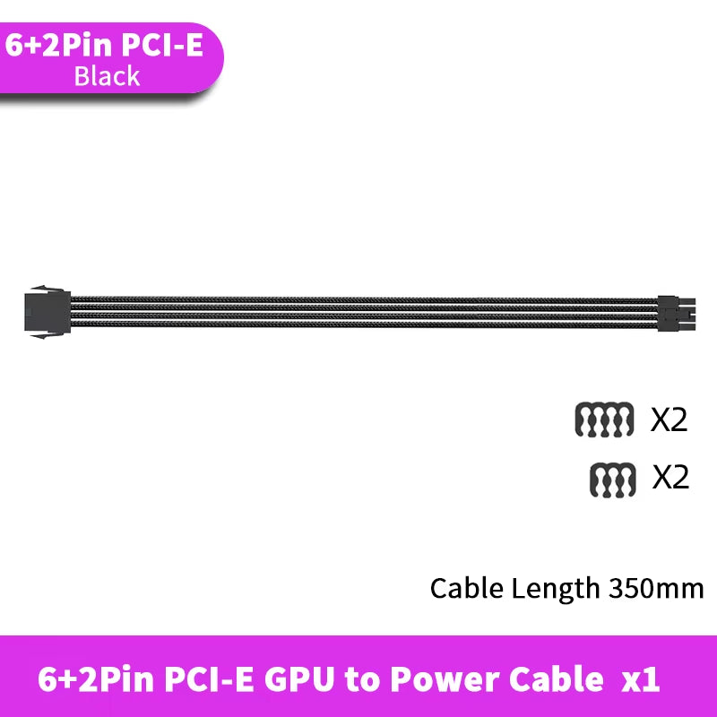 TEUCER EPS ATX PCI-E Extension Cable 350Mm 24PIN 4+4PIN 6+2PIN 8PIN PSU CPU GPU Motherboard Extension Cord