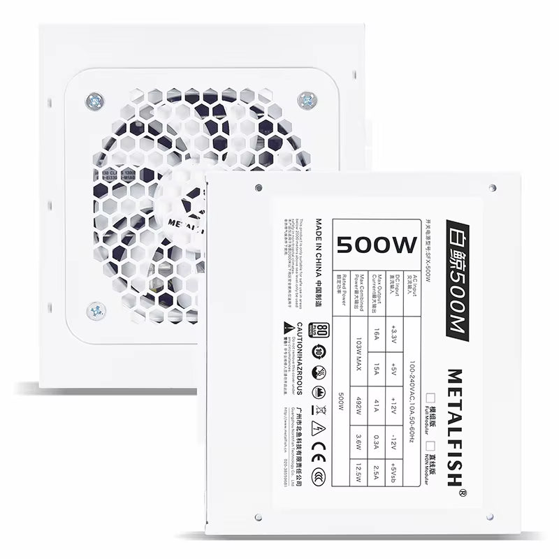 Full-Modular SFX-500W PSU 80Plus Bronze White Power Supply for Mini ITX Chassis Small Computer Case 100/220V