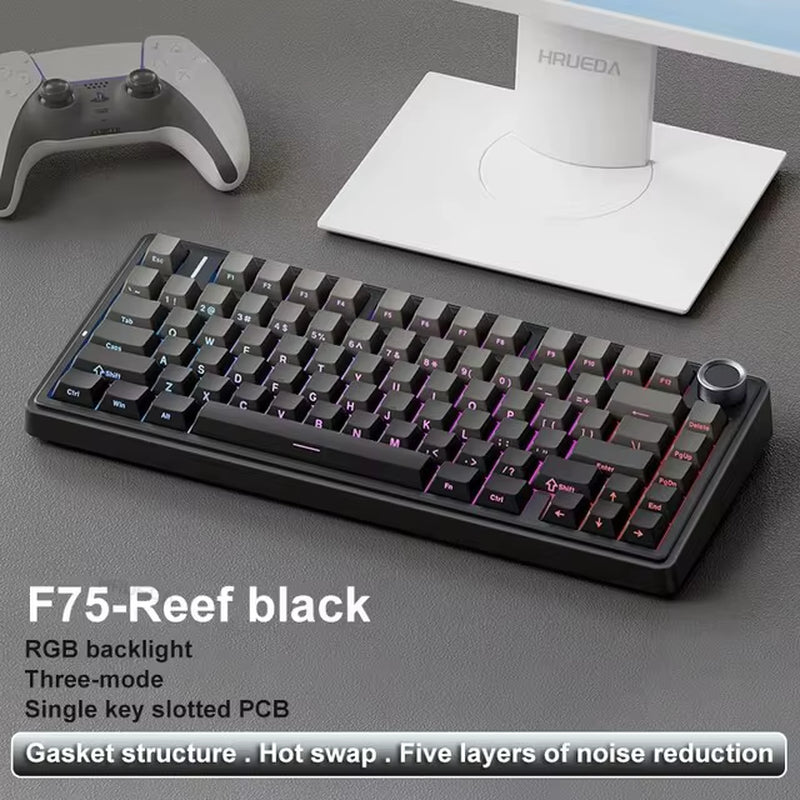 AULA F75 Original Keyboard RGB Customized Bluetooth Wireless 2.4G Type-C Wired Hot Swap75% OEM Gasket Gaming Mechanical Keyboard