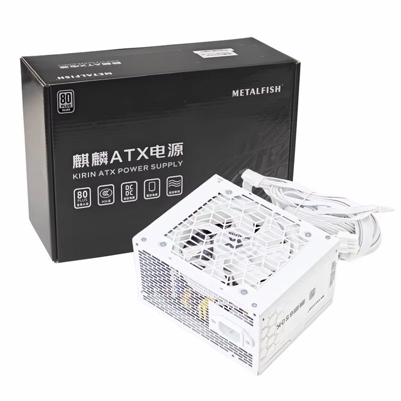 KIRIN650K White Chassis Power Supply ATX-500W 80PLUS PSU for Gaming Computers, Graphics Card Docks (100-240V)