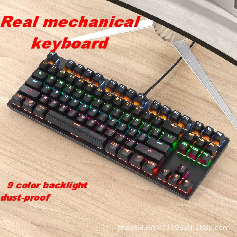 Gaming Mechanical Keyboard Game Anti-Ghosting RGB Mix Backlit Blue Switch 87Key Teclado Mecanico for Game Laptop PC