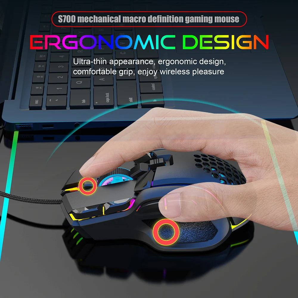 New USB Gaming Mouse Computer Mouse RGB Backlight Mause Gamer 10 Buttons Programming 7200Dpi Ergonomic Gaming Mouse for Computer