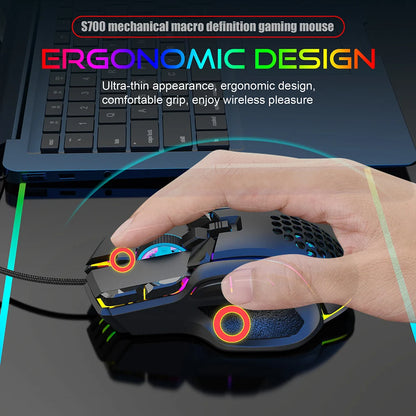 New USB Gaming Mouse Computer Mouse RGB Backlight Mause Gamer 10 Buttons Programming 7200Dpi Ergonomic Gaming Mouse for Computer