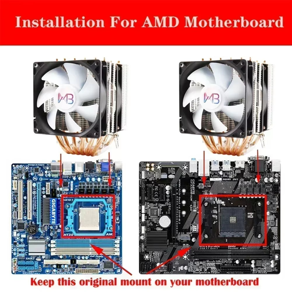 Ultra-Quiet 6 Heatpipe CPU Cooler - 160W PWM Fan for Intel & AMD Compatibility