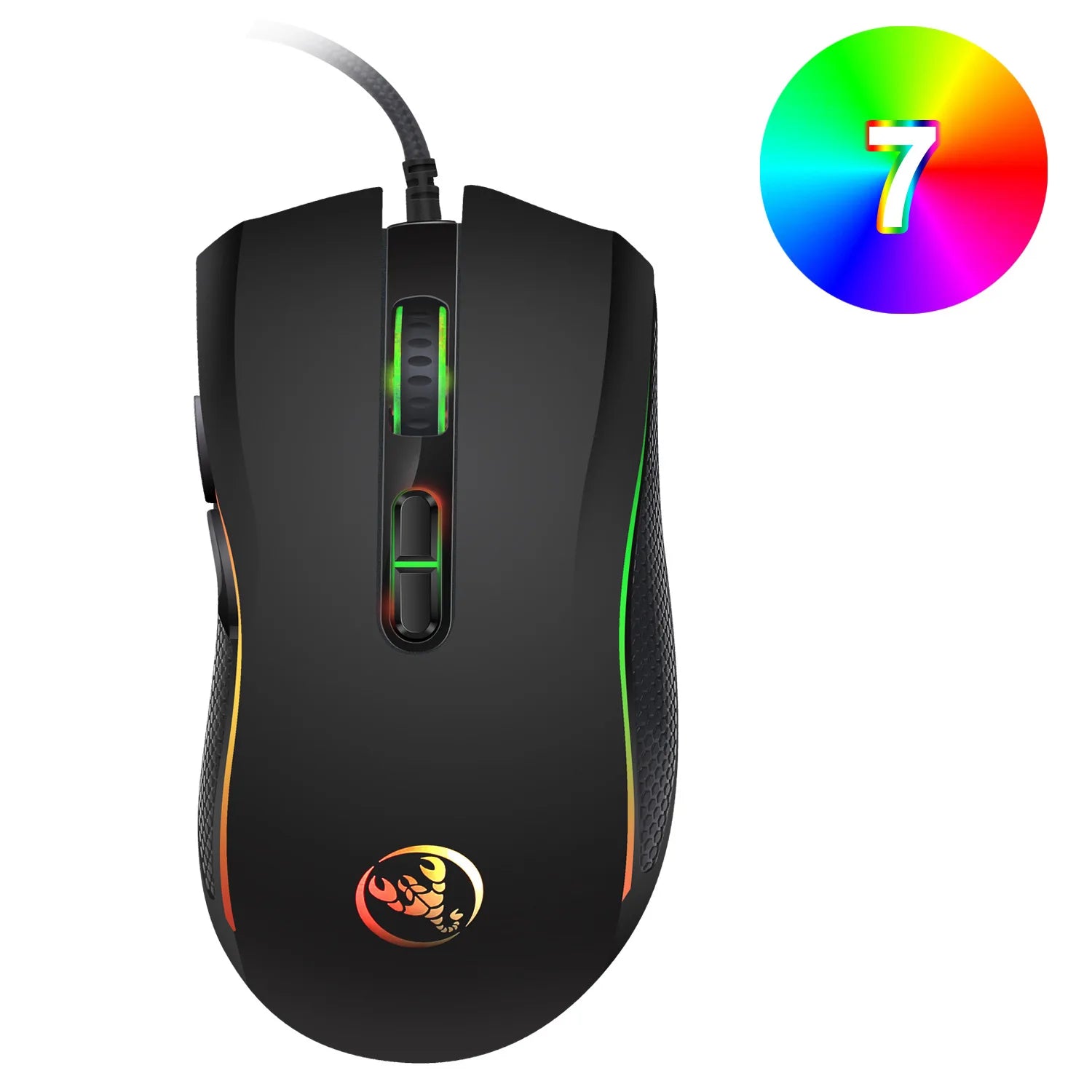 High-End Optical Professional Gaming Mouse with 7 Bright Colors LED Backlit and Ergonomics Design 3200 DPI for LOL CS Gamer