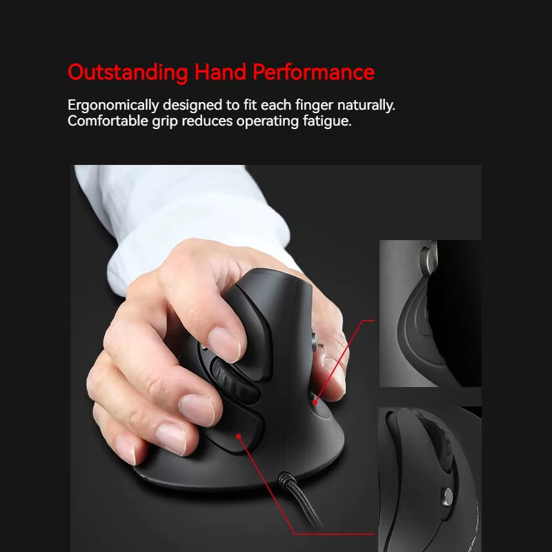 Zelotes T-30 Upright Optical Mouse Programmable 6 Keys 4-Speed DPI Adjustable Computer Office Wired Mouse Gaming Mouse