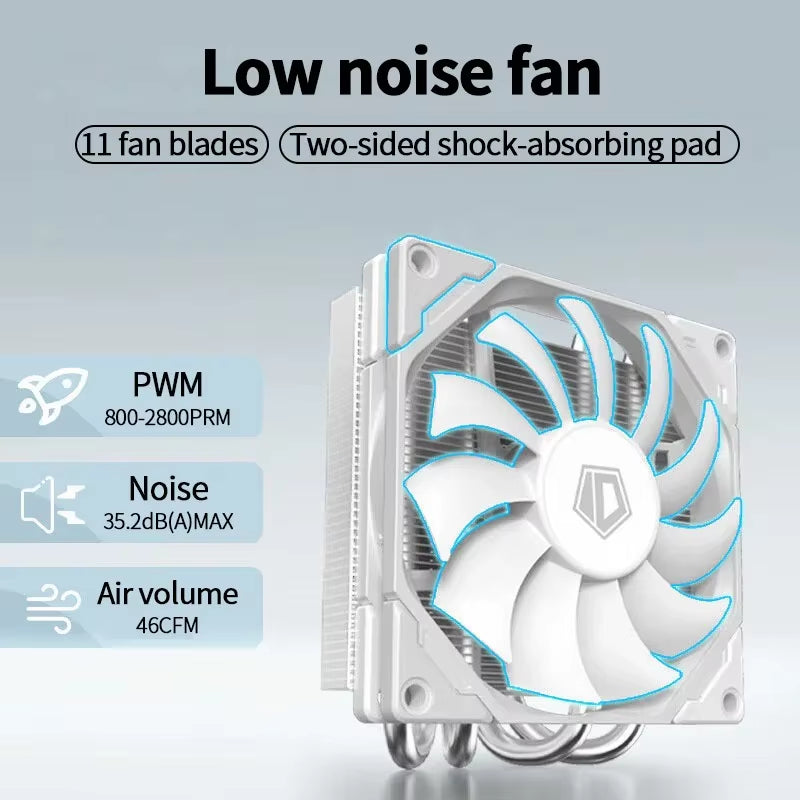 ID-COOLING IS-40X Low Profile CPU Cooler - Efficient 4 Heat Pipe Design for LGA1200/1700/115X AM4/AM5 ITX Chassis