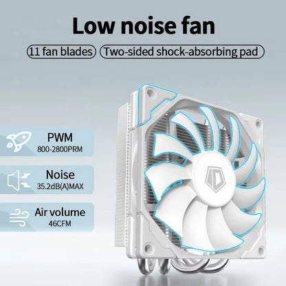 ID-COOLING IS-40X Low Profile CPU Cooler - Efficient 4 Heat Pipe Design for LGA1200/1700/115X AM4/AM5 ITX Chassis