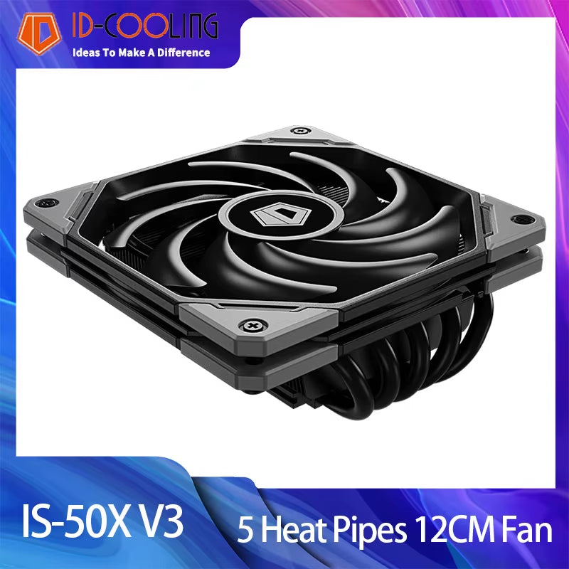 ID-COOLING IS-50X CPU Cooler 5 Heat Pipes 56Mm Height ITX Computer Air Cooling Radiator for LGA 1700 1200 AM4 AM5 115X