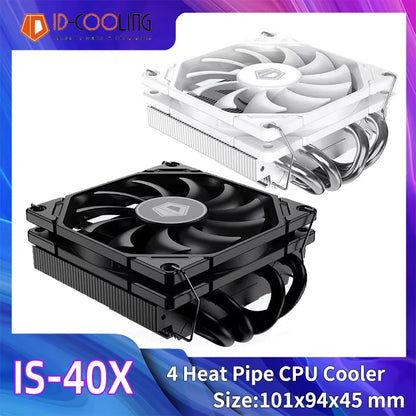 ID-COOLING IS-40X Low Profile CPU Cooler - Efficient 4 Heat Pipe Design for LGA1200/1700/115X AM4/AM5 ITX Chassis