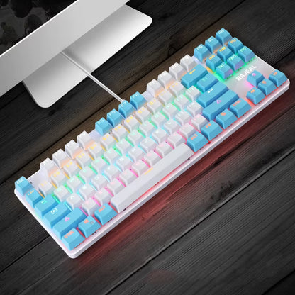 Gaming Mechanical Keyboard 87 Keys Game Anti-Ghosting Blue Switch Color Backlit Wired Keyboard for Pro Gamer Laptop PC