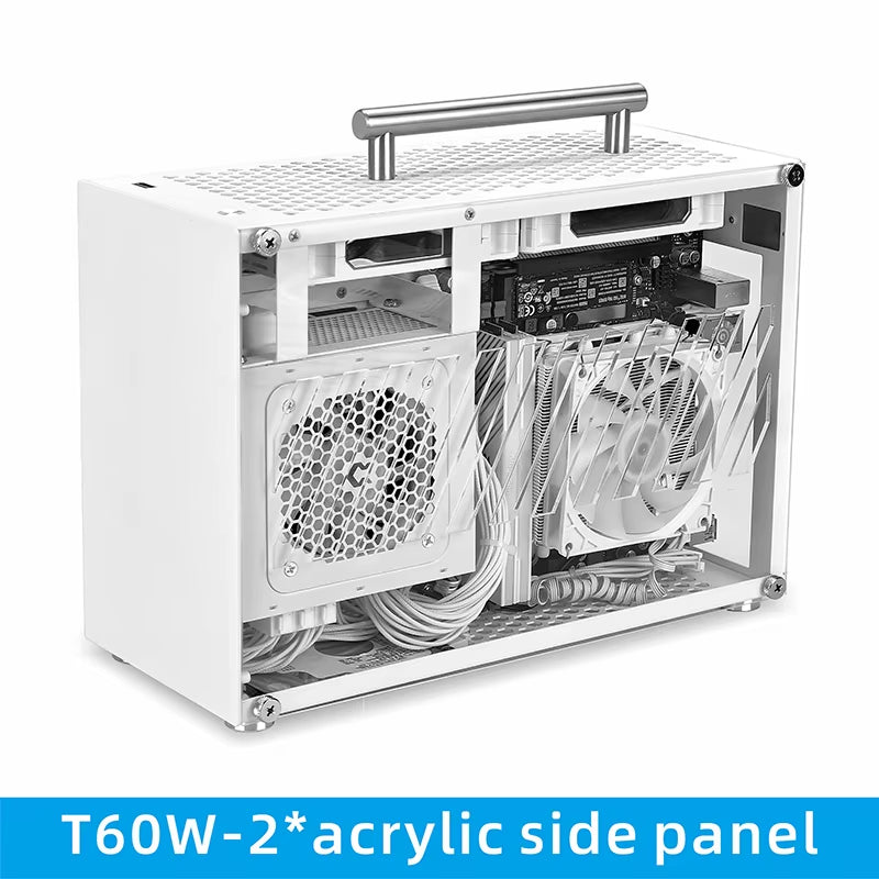 T60 Mini ITX White Case 9L Acrylic or Mesh Side Panel Compact Transparent PC Support SFX Psu/300Mm GPU