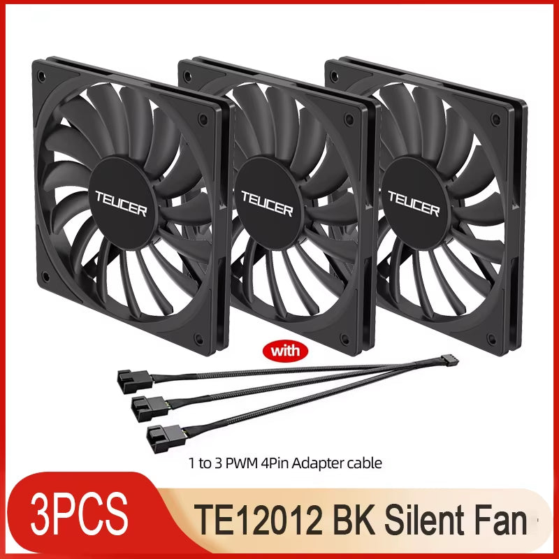 TE-12012 Ultra-Thin Cooling Fan 120X120X12Mm Ultra-Thin Size Low Noise 4PIN PWM for Desktop Computer CPU Cooler
