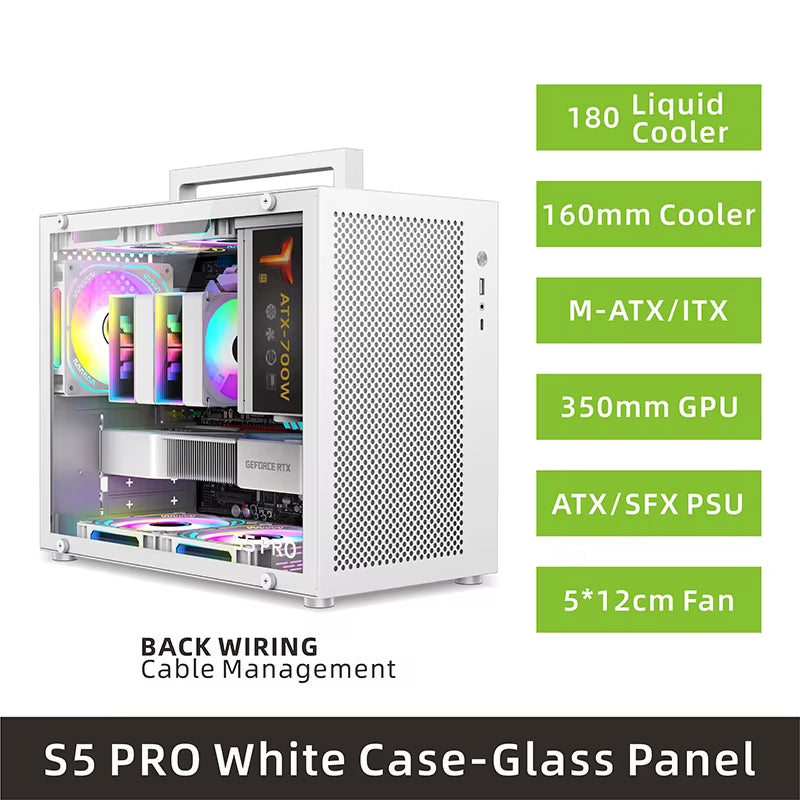 S5 PRO 20L Computer Case Gaming PC Chassis Support MATX/ITX SFX/ATX PSU 160Mm Tower /180 Watercooling Cooler