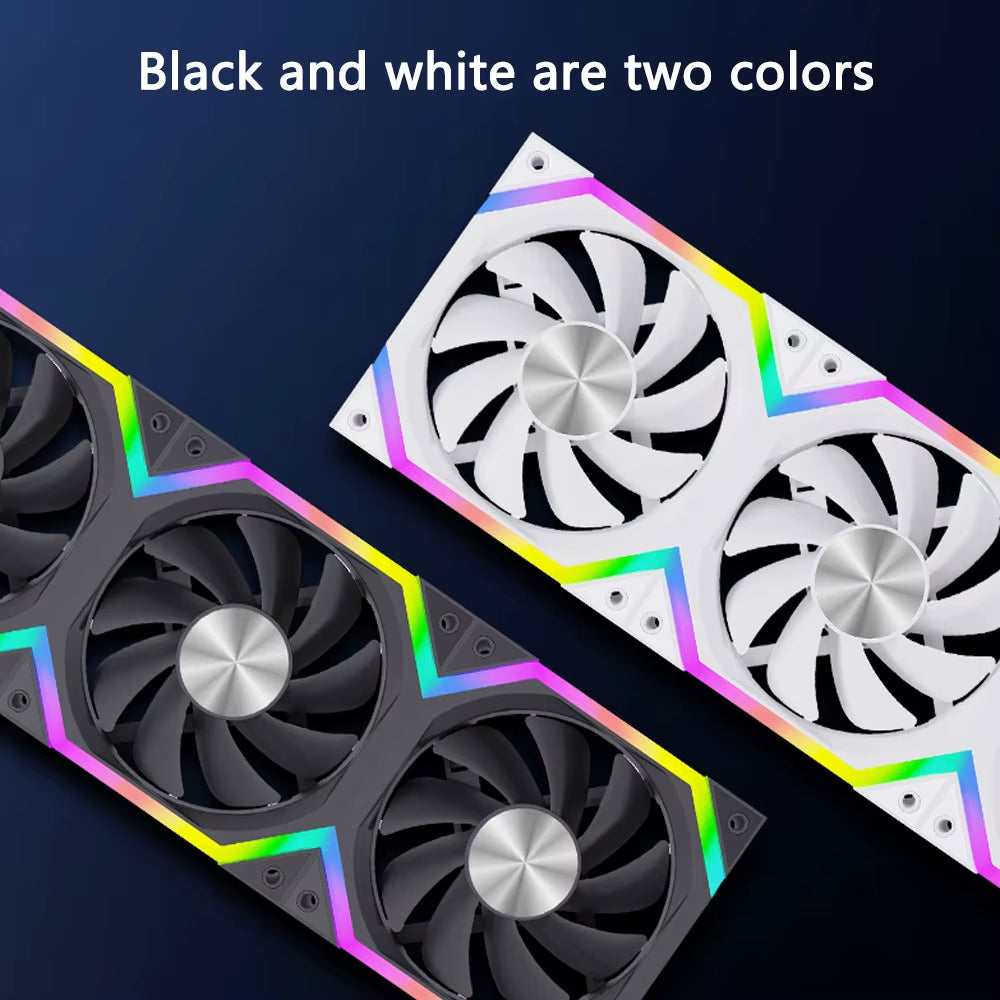 W-ZF120 120Mm 5V 3-PIN ARGB/12V 4-PIN PWM Quiet Cooling Fan Wire-Free Splicing Case Fans 800-2000RPM 61.5 CFM Air Volume