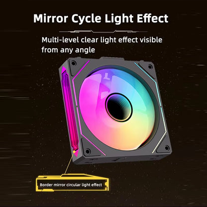 RGB 120mm PC Case Fan with Mirror Cycle Light Effect - High Performance 58.36CFM PWM CPU Cooler for Enhanced Cooling and Aesthetics