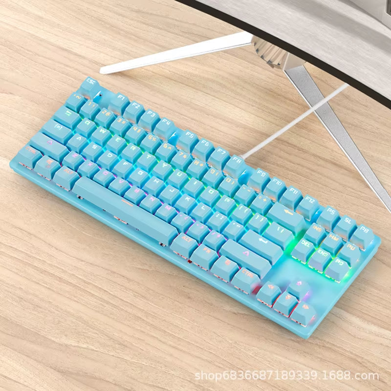 Gaming Mechanical Keyboard Game Anti-Ghosting RGB Mix Backlit Blue Switch 87Key Teclado Mecanico for Game Laptop PC