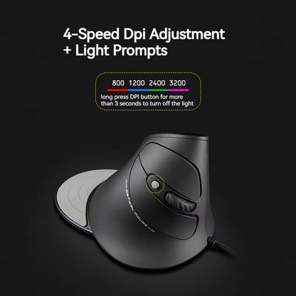 Zelotes T-30 Upright Optical Mouse Programmable 6 Keys 4-Speed DPI Adjustable Computer Office Wired Mouse Gaming Mouse